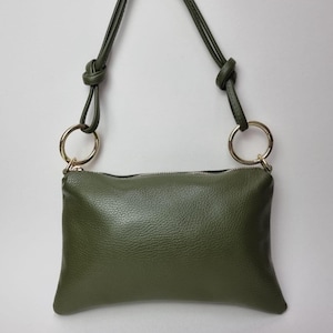 Handmade Olive green Real Leather Clutch Bag Minimalist Evening Purse Olive Green Shoulder Bag Green Handbag Olive green Crossbody Bag