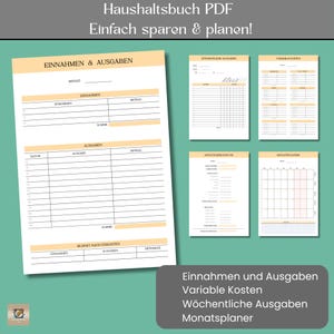 ファイナンシャルプランナー家計簿（PDF、ドイツ語） - 予算プランナー（A4/A5） - 収入・支出トラッカー - デジタル貯蓄プランナー