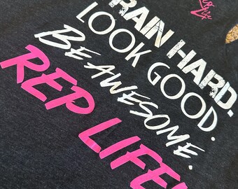 Train Hard Tri-Blend Racerback Workout Tank: Rep Life Fitness Apparel