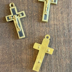 Vintage French Brass and Wood Crucifix