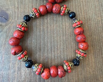 Color Anthology Sherpa Tibetan Coral Glass Ornaments