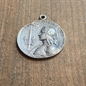 Joan of Arc Medallion - Aged Sterling Finish
