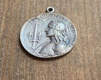 Joan of Arc Medallion - Aged Sterling Finish