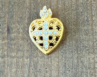 Ex Voto Heart Pendant in Gold with Pearls and Cubic Zirconia Accents by the piece