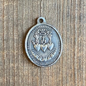 Hammered Sacred Heart Medal ~ Aged Sterling Finish by the piece
