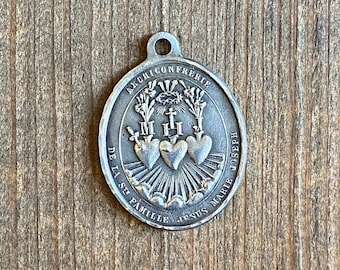 Hammered Sacred Heart Medal ~ Aged Sterling Finish by the piece