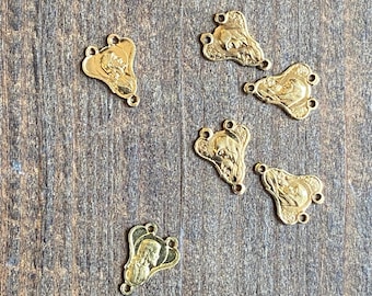 Vintage Rosary Centers Connectors in Gold Finish Jesus and Mary