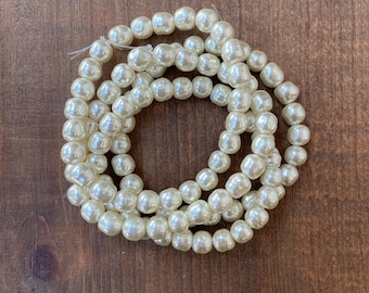 8mm Japanese Glass Baroque Pearls in Platinum