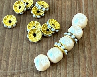 Pearl Encrusted Rondelle Spacers by the dozen