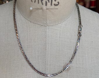 アクセサリー Silver 925 Swedge Chain Necklace Vintage Vintage Swedged Chain Necklace in Aged Sterling Finish by the