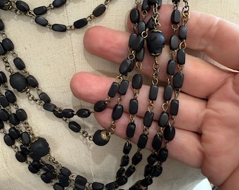 Memento Mori Rosary Chain in Vintage Black Wood by the foot