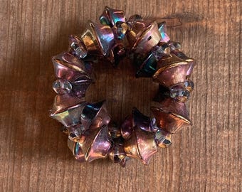 Vintage Raku Glaze Saucer Beads by the strand
