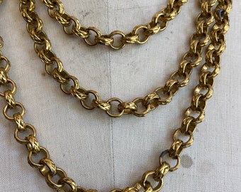 Solid Brass Rolo with Patterning - 11mm Polished Brass, by the foot