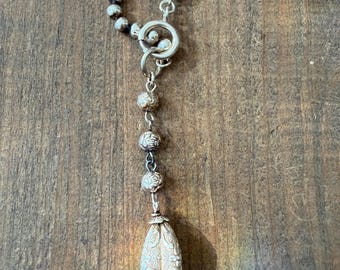 NEW! Petite Vintage Boho Ball Chain Lariat in Aged Sterling Finish
