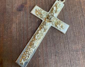 Massive Floral Cross ~ Burnished Brass Finish