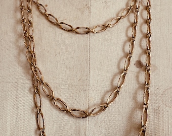 Solid Brass Soldered Chain - Victorian Engraved Ring and Link, by the foot