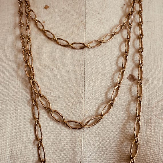 Solid Brass Soldered Chain - Victorian Engraved Ring and Link, by the foot