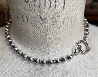 Ball Chain Necklace/Double Wrap Bracelet - Aged Sterling Finish