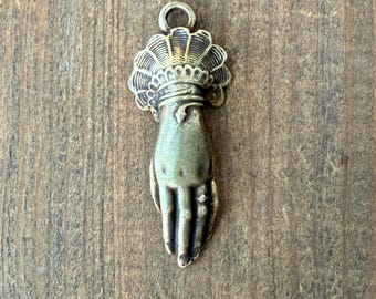 Antique French Hand Pendant ~ Aged Brass Finish by the piece