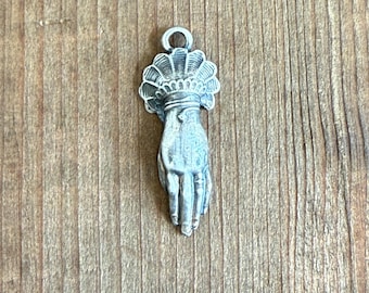 Antique French Hand Pendant in Aged Sterling Finish by the piece