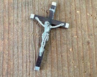 Vintage French Wood and Silver Crucifix by the piece