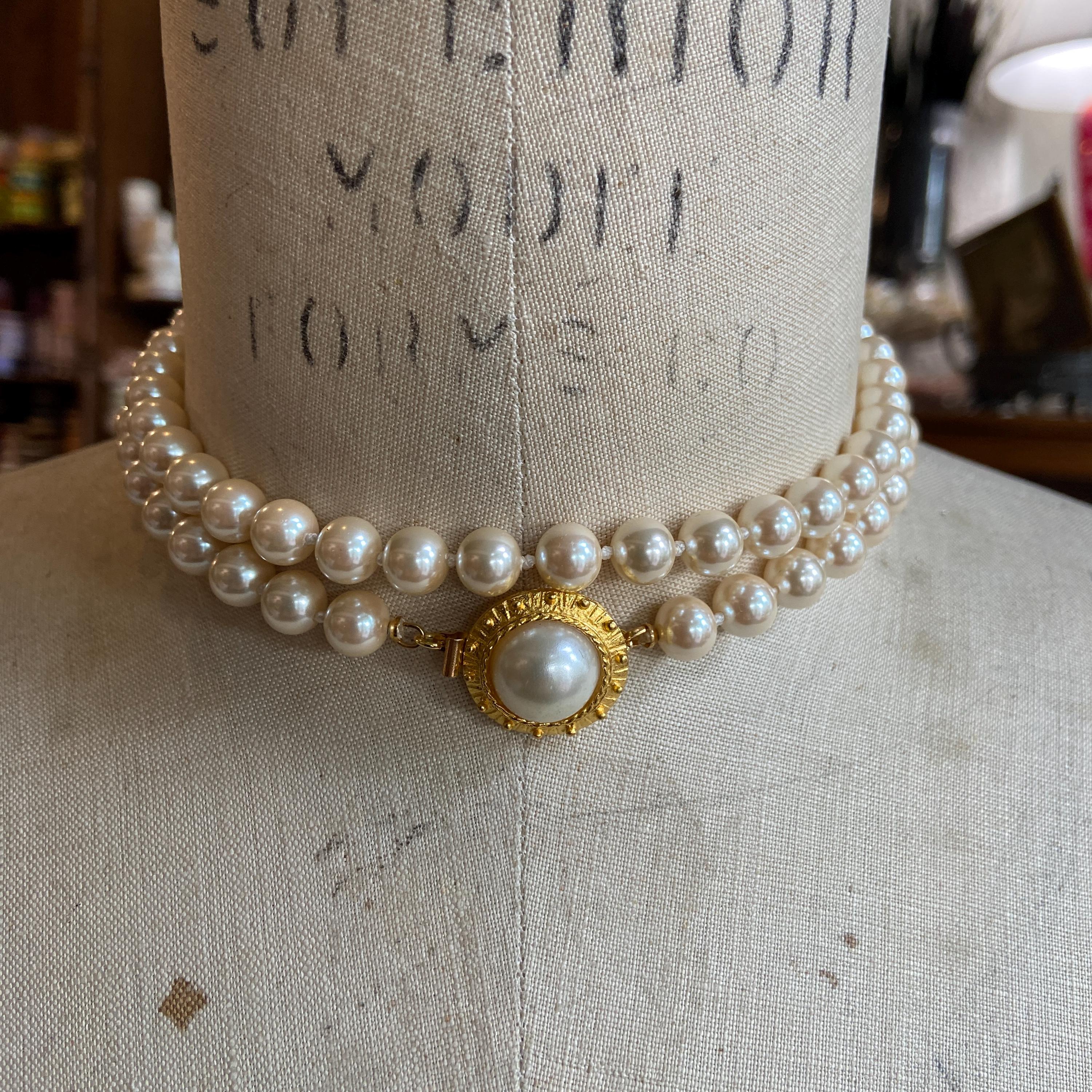 アクセサリー BECOME TREE Glass-Pearl Necklace Vintage Japanese Glass Pearl Necklace With Gold and Pearl Clasp - Etsy