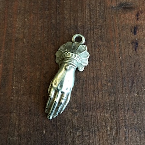 Antique French Hand Pendant ~ Aged Brass