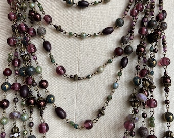 Aubergine Sequenced Bead Chain - by the foot