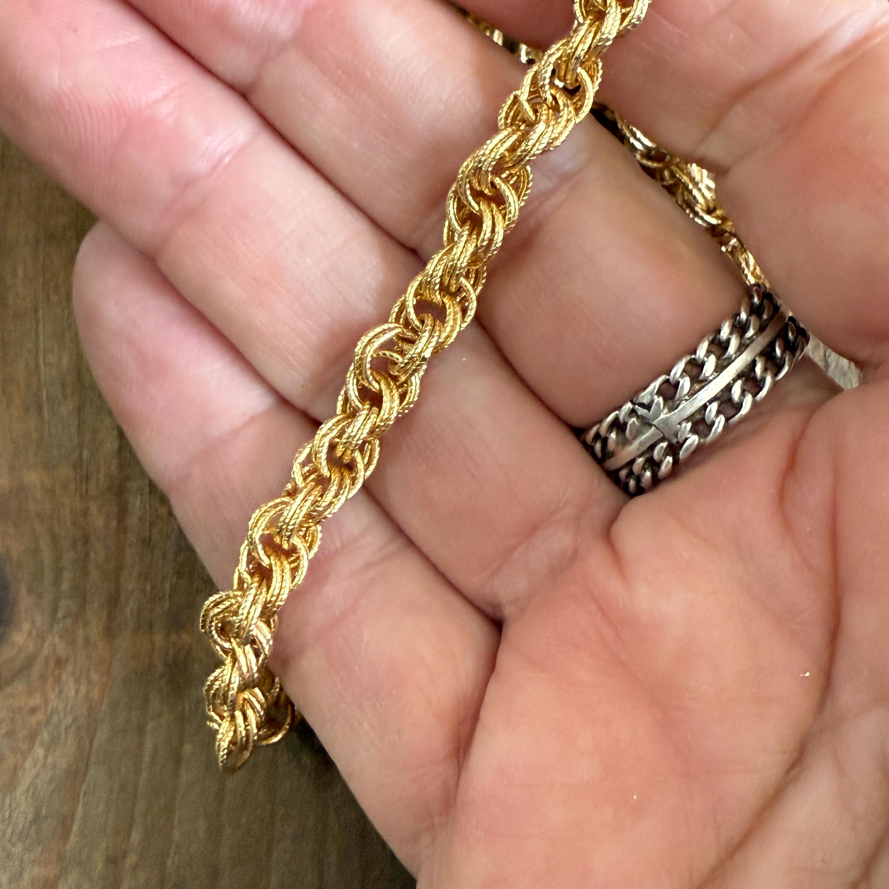 Vintage French Rope Chain With Patterned Double Links - 18