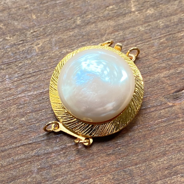 Vintage Richelieu Clasp with Handmade Baroque Pearl Cabochon