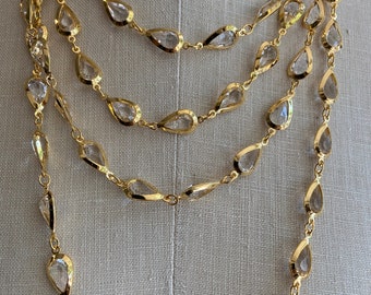 Vintage Gold Plated Channel Bezel Connector Chain - Teardrop, by the foot