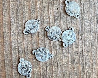 Vintage French Rosary Connectors in Silver Finish - Saint Anthony of Padua
