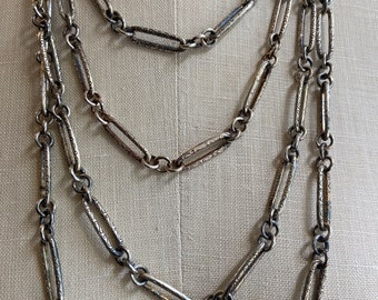 Handmade Cast Link Chain in Aged Sterling Silver Finish