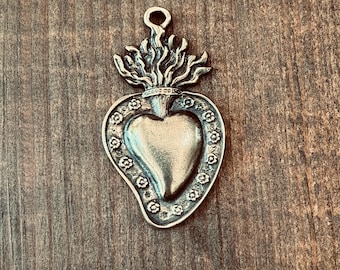 Large Ex Voto Heart ~ Aged Brass Finish