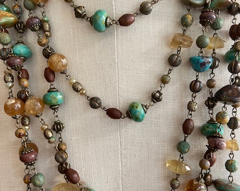 Arroyo Sequenced Chain - Amber and Turquoise Palette - by the foot
