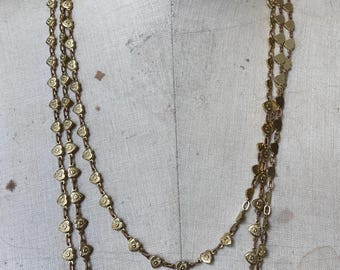 Solid Brass Japanese Radiant Heart Chain by the foot