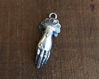 Antique French Hand Pendant in Aged Sterling Finish