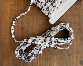 Vintage Japanese Cotton Jacquard Floral Trim by the yard