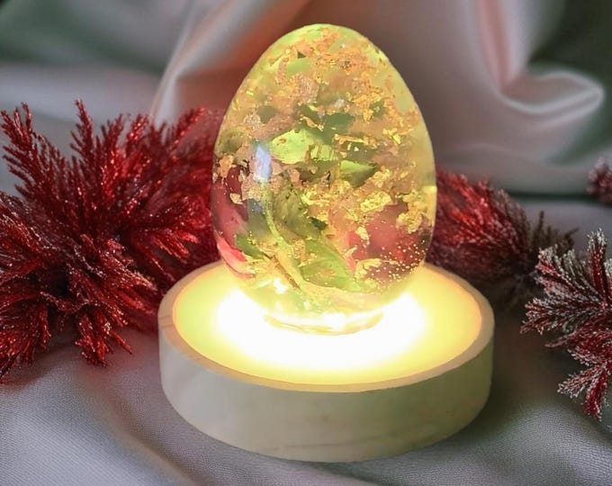 Featured listing image: Handmade Resin Night Light with Floral Design