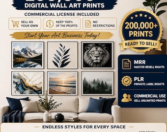 Mega Wall Art Bundle – 200,000+ Digital Wall Art Prints | Commercial License + MRR + PLR Included | Start Your Art Business