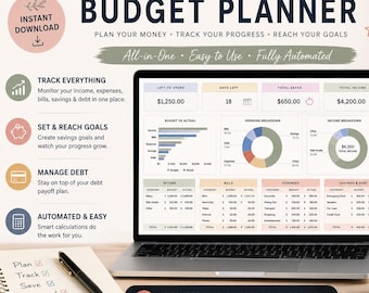 Simple Budget Planner Spreadsheet for Google Sheets, Monthly Budget Template, Paycheck, Weekly & Biweekly Finance Tracker for Beginners