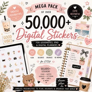 50,000+ Cute Aesthetic Digital Stickers for Goodnotes & iPad Planners ...