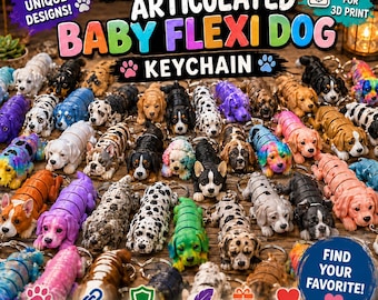 150+ Articulated Baby Dog Keychain STL Bundle | Flexi Puppy 3D Print Files | Cute Animal Keyring Models | Printable Fidget Dogs