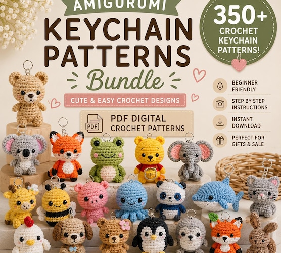 350+ Amigurumi Keychain Crochet Patterns Bundle — Cute Animal Keychains