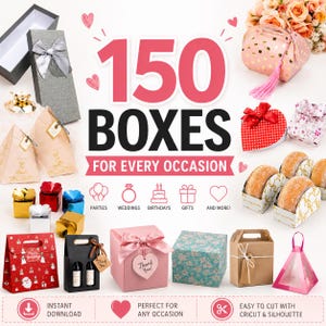 150+ Gift Box SVG Bundle for Cricut & Silhouette | Gift Box Templates | Instant Download