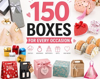 150+ Gift Box SVG Bundle for Cricut & Silhouette | Gift Box Templates | Instant Download