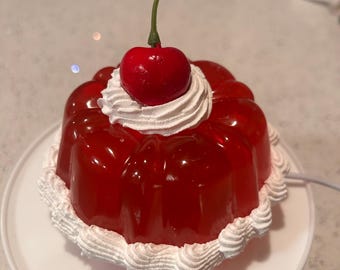 Handmade Resin Cherry Jello Pie Light: Retro Kitsch Decor