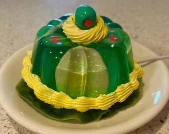 Eggs and Olives 1960’s Light Jello Mold Kitschy Resin Retro Sputnik Dopamine Art