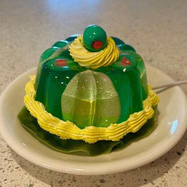 Eggs and Olives 1960’s Light Jello Mold Kitschy Resin Retro Sputnik Dopamine Art