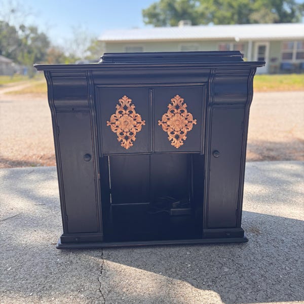 Antique Singer Sewing Machine Cabinet | Black Painted Victorian Storage